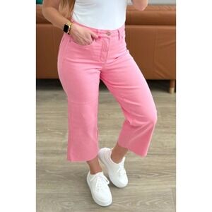 Judy Blue Los Angeles Pink Wide Leg Cropped Jeans Womens Size 1 25